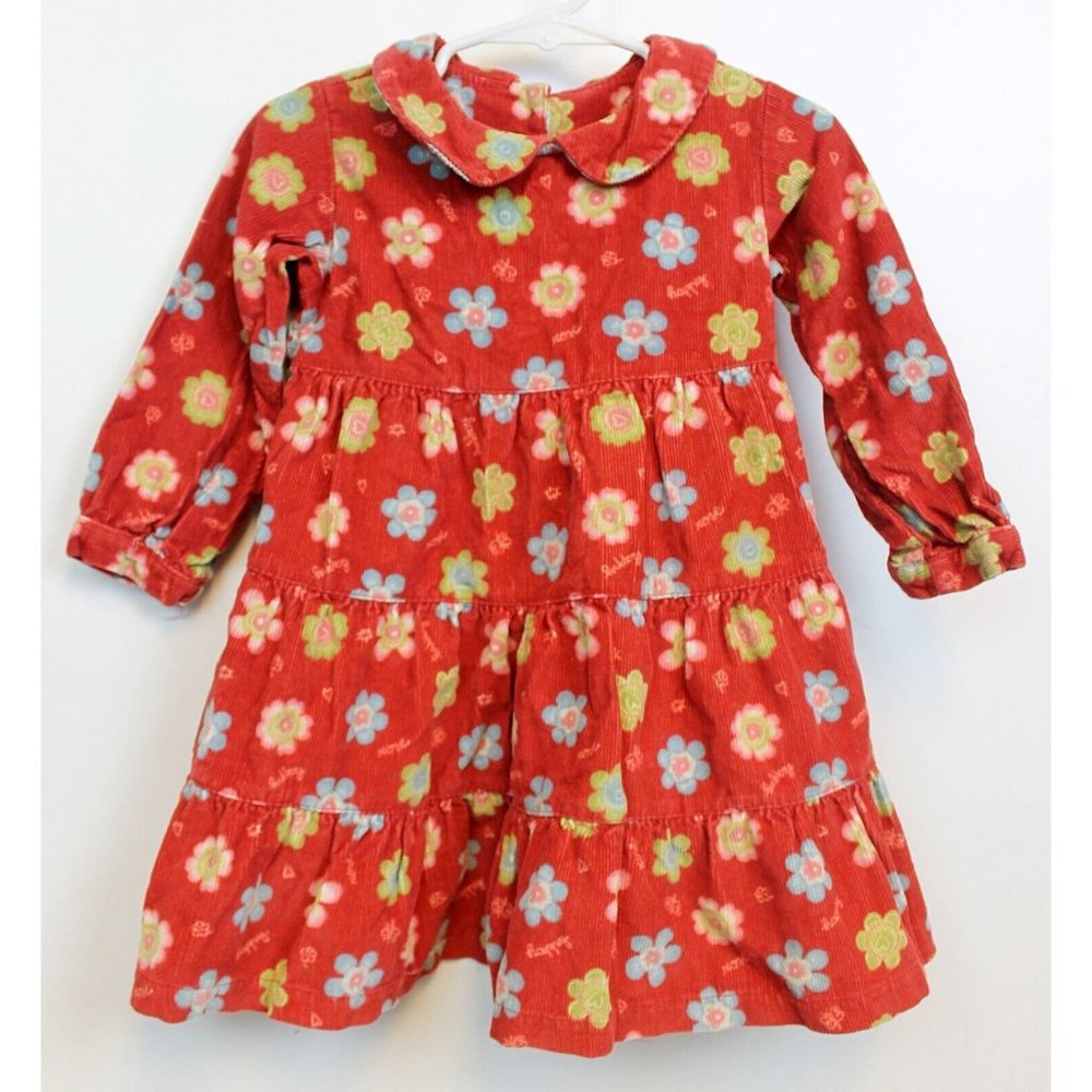 Deux Par Deux Floral Corduroy Dress 24 M Autumn Fall Floral Tiered Thanksgiving